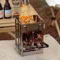 Folding Stainless Steel Oven Portable Wood Burner Camping Wood Stove Mini BBQ Grill Carry Bag