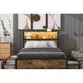 Ivy Bronx Eilis MDF+Metal Bed Wood in Black/Brown | 43.4 H x 56.1 W x 77.1 D in | Wayfair E1184B948FE34A5E88CD09DEF040D601