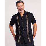 Blair Men's John Blair® Linen Blend Embroidered Shirt - Black - XL