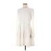 Sandro Casual Dress - Mini High Neck Long sleeves: Ivory Polka Dots Dresses - Women's Size Small