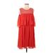 Eva Franco Casual Dress - Mini Cold Shoulder Sleeveless: Red Solid Dresses - Women's Size Medium