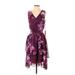 Jennifer Lopez Casual Dress - A-Line V-Neck Sleeveless: Purple Print Dresses - New - Women's Size Small