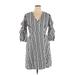 ELOQUII Casual Dress - Mini V Neck 3/4 sleeves: White Print Dresses - Women's Size 14 Plus