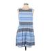 BeachLunchLounge Casual Dress - Mini Scoop Neck Sleeveless: Blue Print Dresses - Women's Size Large