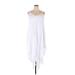 Mlle Gabrielle Casual Dress - Midi V-Neck Sleeveless: White Solid Dresses - Women's Size 2X