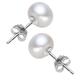 Real Natural Freshwater Pearl Stud Earrings for women ,White Pink Purple 925 Sterling Silver Gold plated Jewelry