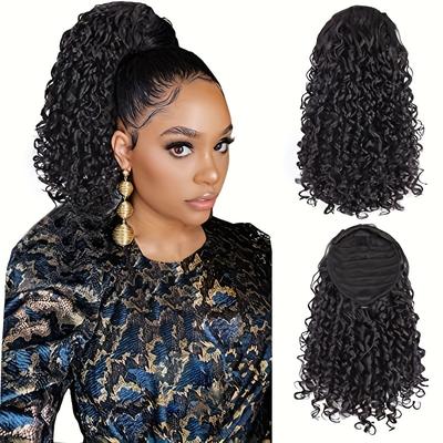 Black Curly Ponytail Hair Drawstring Ponytail Suitable For Female Synthetic Curly Ponytail Hair Accessories