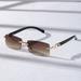 Rimless Rectangular Fashion Sunglasses For Women Men Gradient Sun Shades Glasses For Summer Beach Vacation Travel