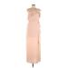 BCBGMAXAZRIA Casual Dress One Shoulder Sleeveless: Tan Solid Dresses - Women's Size 12