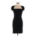 Varga Casual Dress - Bodycon Square Short sleeves: Black Print Dresses - Women's Size Large