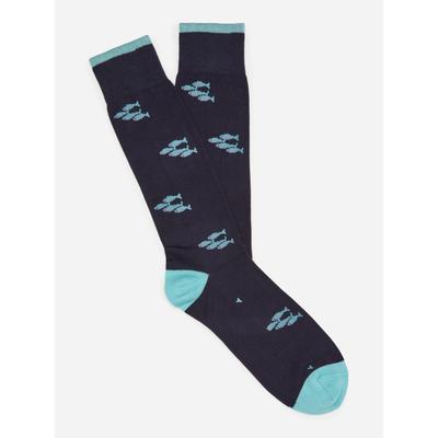 J.McLaughlin Men's Socks in School Of Fish Navy | Cotton/Nylon/Spandex