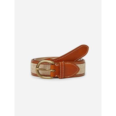 J.McLaughlin Men's Leopold Linen Belt Natural, Size 36 | Cotton/Linen/Leather