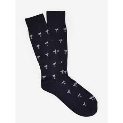 J.McLaughlin Men's Socks in Martini Navy/Light Silver | Cotton/Nylon/Spandex
