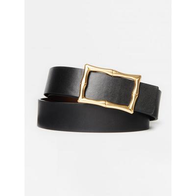 J.McLaughlin Women's Lina Reversible Leather Belt Black/Cork, Size Medium
