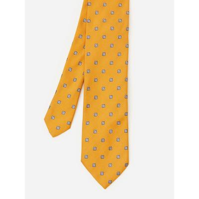 J.McLaughlin Men's Cotton Silk Tie in Micro Hydrangea Yellow | Cotton/Silk