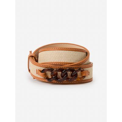 J.McLaughlin Women's Evie Belt Citrus/Vachetta, Size Extra Small/Small | Cotton/Leather