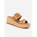 J.McLaughlin Women's Fleur Bamboo Buckle Wedges Cuoio, Size 6