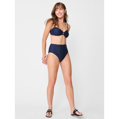 J.McLaughlin Women's Wailea Bikini Bottom in Ocean Wave Jacquard Navy, Size Medium | Nylon