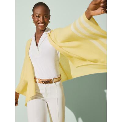 J.McLaughlin Women's Veronique Cashmere Wrap in Stripe Yellow/Off White