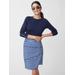 J.McLaughlin Women's Nicola Skirt in Neo Heritage Stripe Navy/Aqua, Size Small | Nylon/Spandex/Catalina Cloth