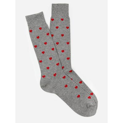 J.McLaughlin Men's Socks in Heart Gray/Red | Cotton/Nylon/Spandex