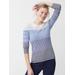 J.McLaughlin Women's Poet Sweater in Stripe Blue/Gray, Size Large | Cotton/Spandex