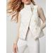 J.McLaughlin Women's Vivian Reversible Puffer Vest Egret White, Size Large | Nylon