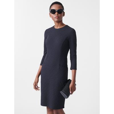 J.McLaughlin Women's Catalyst Dress in Duval Diamond Jacquard Black, Size XL | Nylon/Spandex/Catalina Cloth