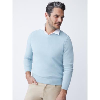 J.McLaughlin Men's Rodrick Sweater Aqua, Size 2XL | Cotton/Nylon/Linen