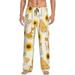 Daiia Men S Shiba Inu Dog And Sunflower Pants Bottoms Sleep Lounge Pajama Pants Pj Bottoms Drawstring And Pockets-Large