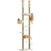 Furcato 92.1 -101.6 Adjustable Height Cat Tree Floor to Ceiling Cat Tower 7 Tiers Cat Climbing Tree with Hammock Fully Sisal Scratching Posts for Indoor Cats Beige