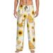 Daiia Men S Shiba Inu Dog And Sunflower Pants Bottoms Sleep Lounge Pajama Pants Pj Bottoms Drawstring And Pockets-X-Large