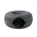 CUSSE Cat Houses for Indoor Cats Cat Tunnel Bed Beds for Indoor Cats - Large Cat House for Pet Cat Cave Detachable Round Felt & Washable Interior Cat Play Tunnel for Small Pets Dark Gray L