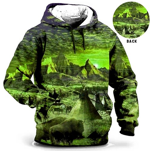 Herren Übergröße Kapuzenpullover Groß und hoch 3D-Druck Mit Kapuze Tasche Langarm Frühling Herbst Mode Streetwear Basic Bequem Urlaub Alltagskleidung Oberteile Image