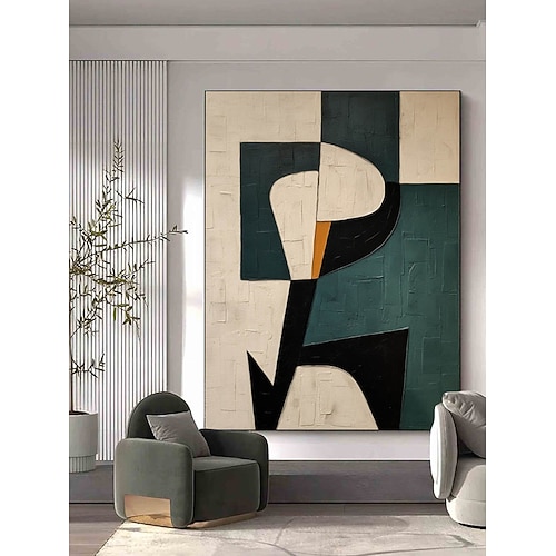 Beiges Wabi-Sabi-Ölgemälde, handgefertigte Wandkunst, schwarzes beiges abstraktes Gemälde, großes schwarzes, minimalistisches Ölgemälde, Wandkunst, beige strukturiertes Leinwandgemälde, neutrale Image