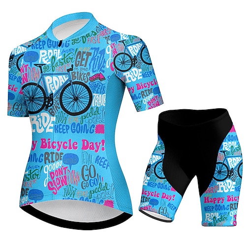 21Grams Damen Radtrikot mit Radhose fahrradbekleidung set Kurzarm MTB Mountain Rennrad Gelb Rosa Blau Graphic Fahhrad Feuchtigkeitsabsorbierend Rasche Trocknung Elasthan Sport Graphic Buchstabe Image