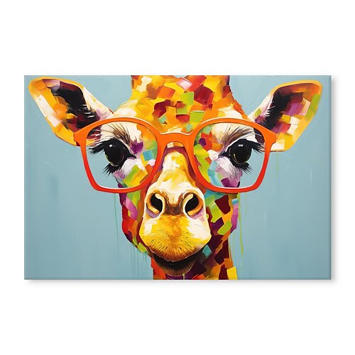 Handgefertigtes Ölgemälde auf Leinwand, Wandkunst, Dekoration, modernes Tier, niedliche Cartoon-Farben, Yak-Schwein, Hirsch, für Heimdekoration, gerollt, rahmenlos, ungedehntes Gemälde Image