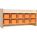 RRI Goods Playschool 10 Section Wall Mounted Storage Cabinet w Orange Trays