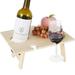 Portable Wine Table Outdoor Folding Wooden and Champagne Picnic Mini Food with Bottle Glass Holder for Camping Beach