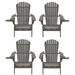 W Unlimited 35 x 32 x 28 in. Foldable Adirondack Chair with Cup Holder Dark Gray - Set of 4