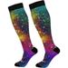 bestwell Galaxy Compression Socks Women Men Long Stocking (20-30mmHg) Travel Knee High Stockings for Athletic Sports Running Cycling Nursing (21-22) (20-30mmHg)