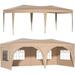 10 x10ft Pop-up Canopy Tent Gazebo Instant Portable Shelter with Windows 6 Removable Sidewalls and Carry Bag Heavy Duty Waterproof Canopy for Patio/Outdoor/Wedding Parties and Events Beige