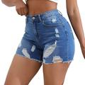 YTIANH Womens Compression Shorts Women Pants Soft Denim Shorts High Waist Slim Fit Shaved Edge Stretch Ripped Denim Shorts Light Blue L