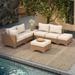 LAUSAINT HOME 7 Pieces Patio Conversation Set with Hidden Storage Function Outdoor Natural Color Rattan Sofa with Plush Beige Cushions