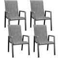 ECOPATIO Outdoor Patio Dining Chairs Set of 4 Stackable Steel Chairs with Armrest Durable Frame for Lawn Garden Backyard Dark Gray