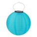 LWZWM 10 Inch Waterproof Solar Powered Lanterns Chinese Nylon Hanging Lanterns New Outdoor/Indoor Hanging Solar Santerns LED Garden Decorative Light (Blue)