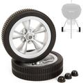 Studio Grill Parts Replacement Wheels Compatible with Weber Kettle Grills â€“ 6-inch Replacement Grill Wheels and Hub Caps â€“ Muscle Car Inspired Design â€“ BBQ Grill Wheels For Charcoal Grill - Silver