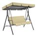 Garden Swing Chair with Canopy Waterproof Swing Top Cover Garden Swing Seat Canopy Replacement Sun Shade Awning Cover Outdoor Patio Swing Canopy Beige XL