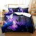 Butterfly Bedding Set Butterfly Duvet Cover Set Twin Full Queen King Size Blue Purple Butterflies Printed Comforter Cover Set for Girls Kids Teens 1 Quilt Cover 2 Pillowcases 3 Piece