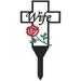 3 Pieces Ornament Decor Metal Cross Garden Stake Cemetery Grave Signs Rose Tombstone